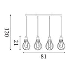 Searchlight Electric Balloon 4Lt Bar Pendant - Pewter Metal 1384-4PW
