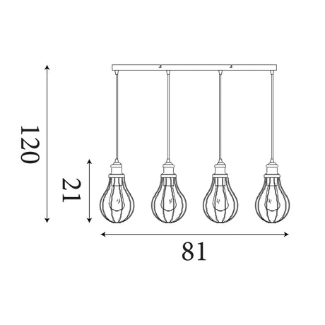 Searchlight Electric Balloon 4Lt Bar Pendant - Pewter Metal 1384-4PW