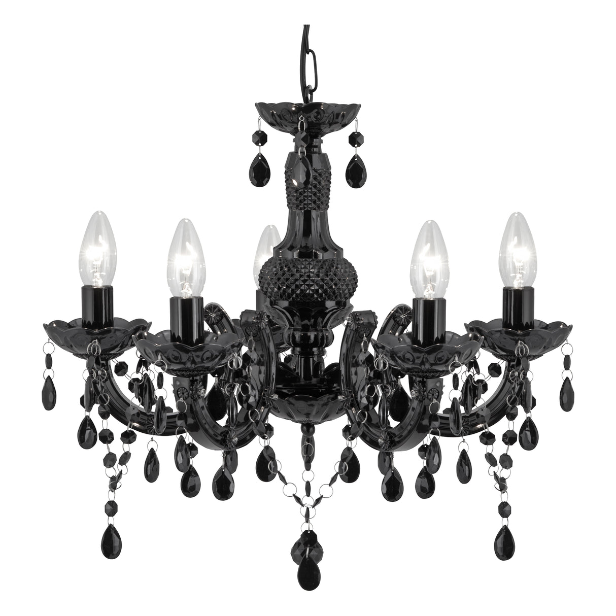 Marie Therese  5Lt Pendant - Black Glass & Acrylic