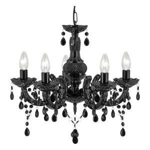 Marie Therese  5Lt Pendant - Black Glass & Acrylic