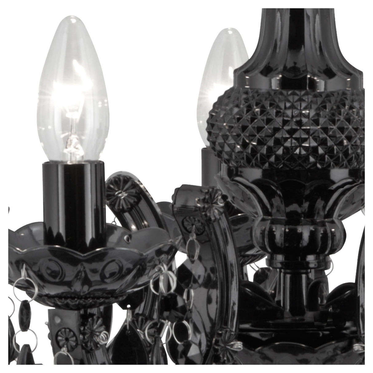 Searchlight Electric Marie Therese  5Lt Pendant - Black Glass & Acrylic 1455-5BK