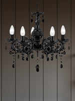 Searchlight Electric Marie Therese  5Lt Pendant - Black Glass & Acrylic 1455-5BK