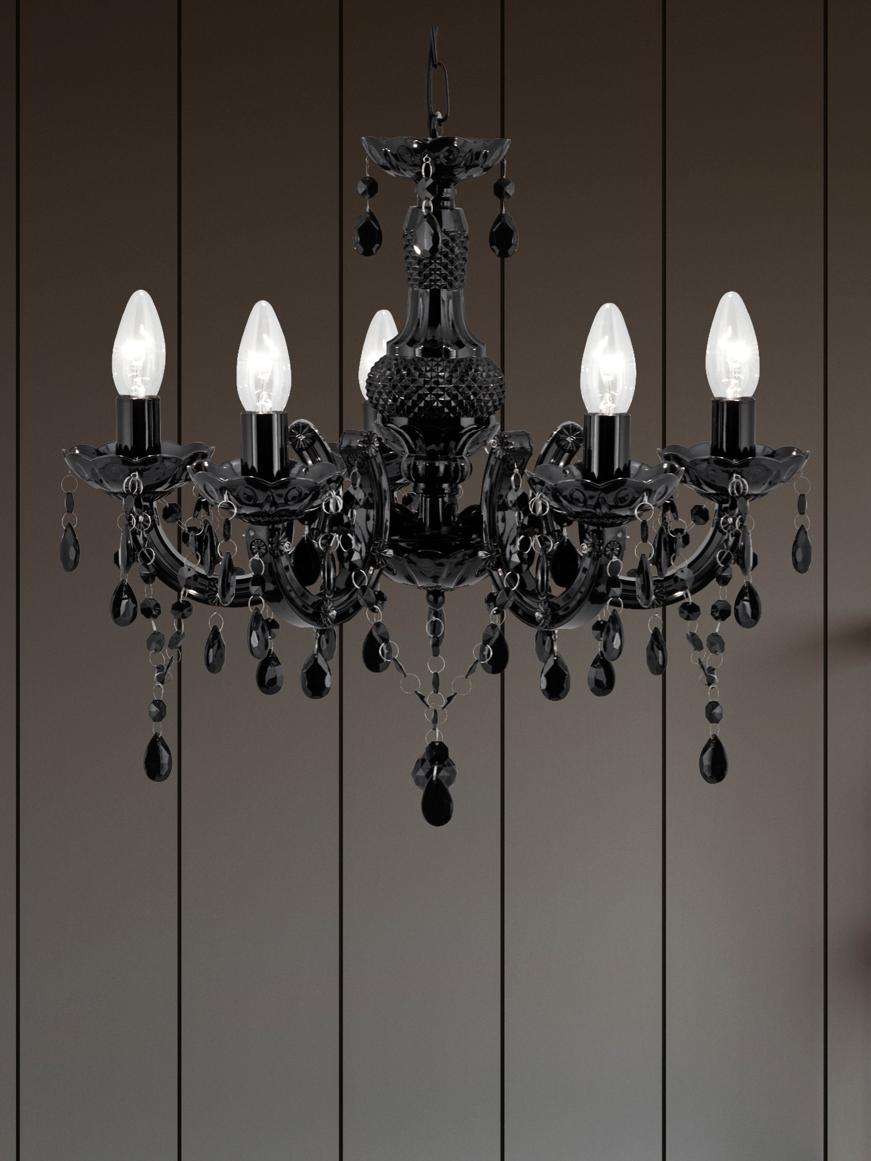 Searchlight Electric Marie Therese  5Lt Pendant - Black Glass & Acrylic 1455-5BK