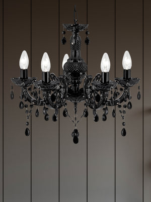 Searchlight Electric Marie Therese  5Lt Pendant - Black Glass & Acrylic 1455-5BK