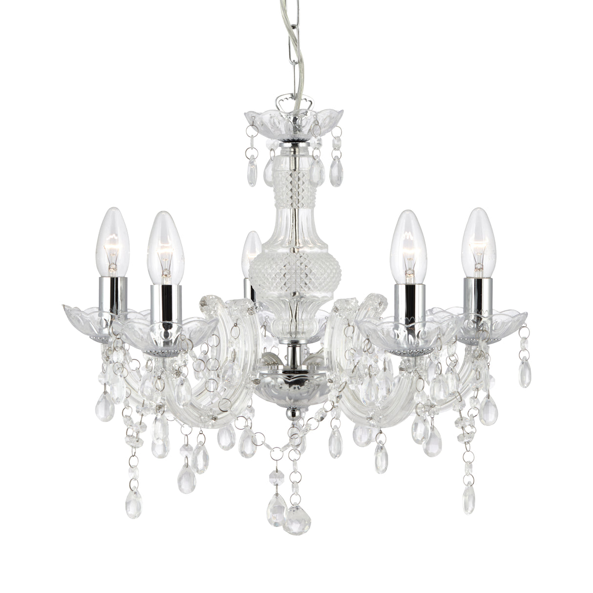Marie Therese  5Lt Pendant - Clear Glass & Acrylic