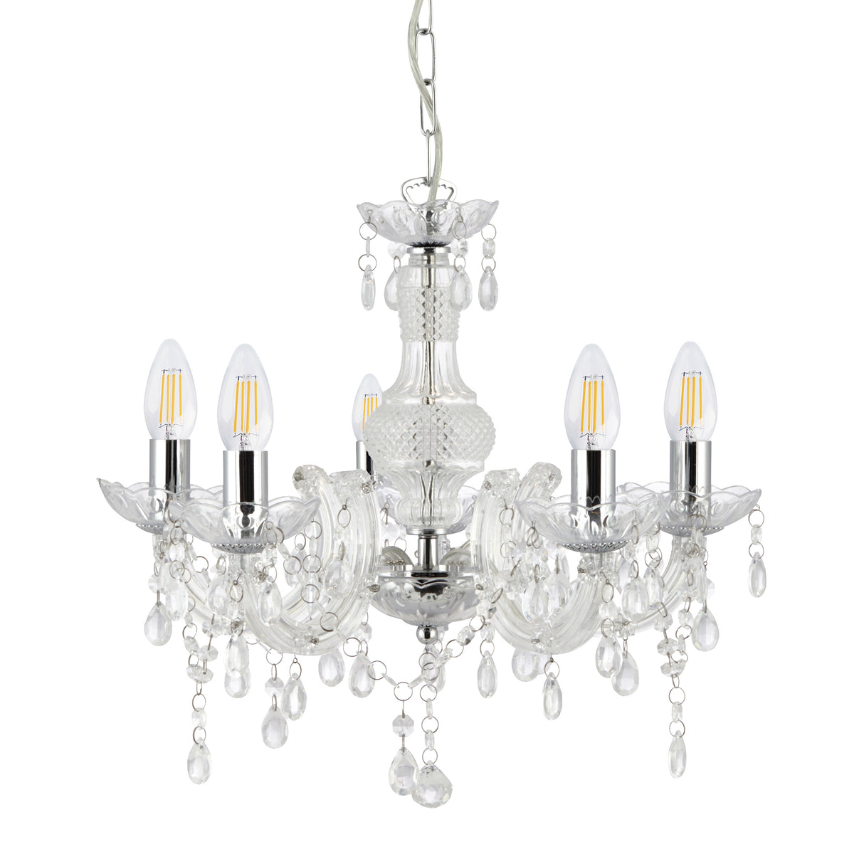 Searchlight Electric Marie Therese  5Lt Pendant - Clear Glass & Acrylic 1455-5CL
