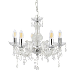 Searchlight Electric Marie Therese  5Lt Pendant - Clear Glass & Acrylic 1455-5CL