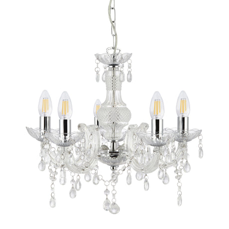 Searchlight Electric Marie Therese  5Lt Pendant - Clear Glass & Acrylic 1455-5CL