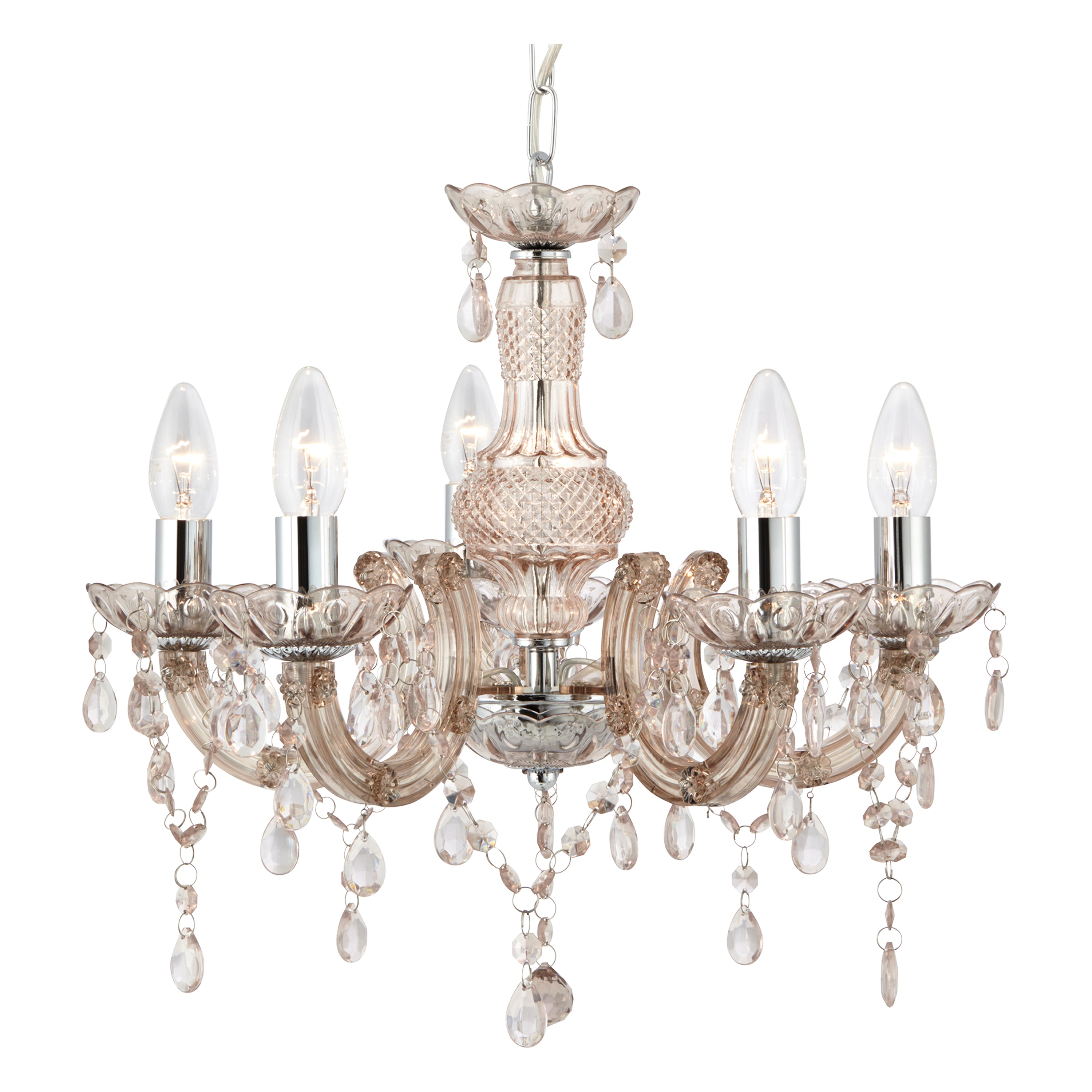 Marie Therese  5Lt Pendant - Mink Glass & Acrylic