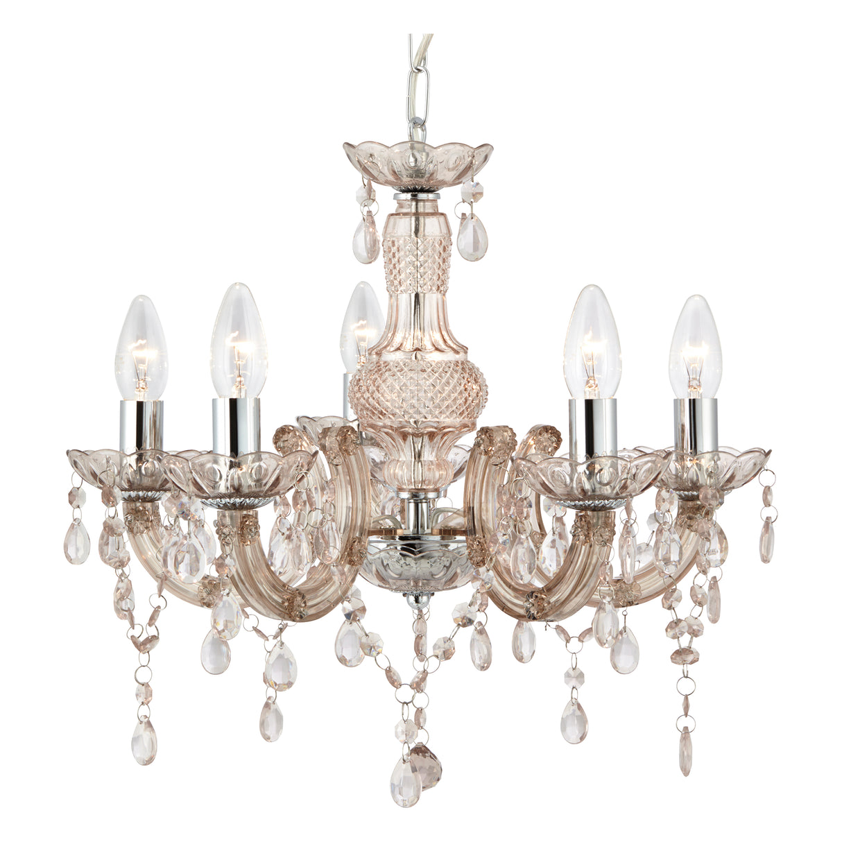 Marie Therese  5Lt Pendant - Mink Glass & Acrylic