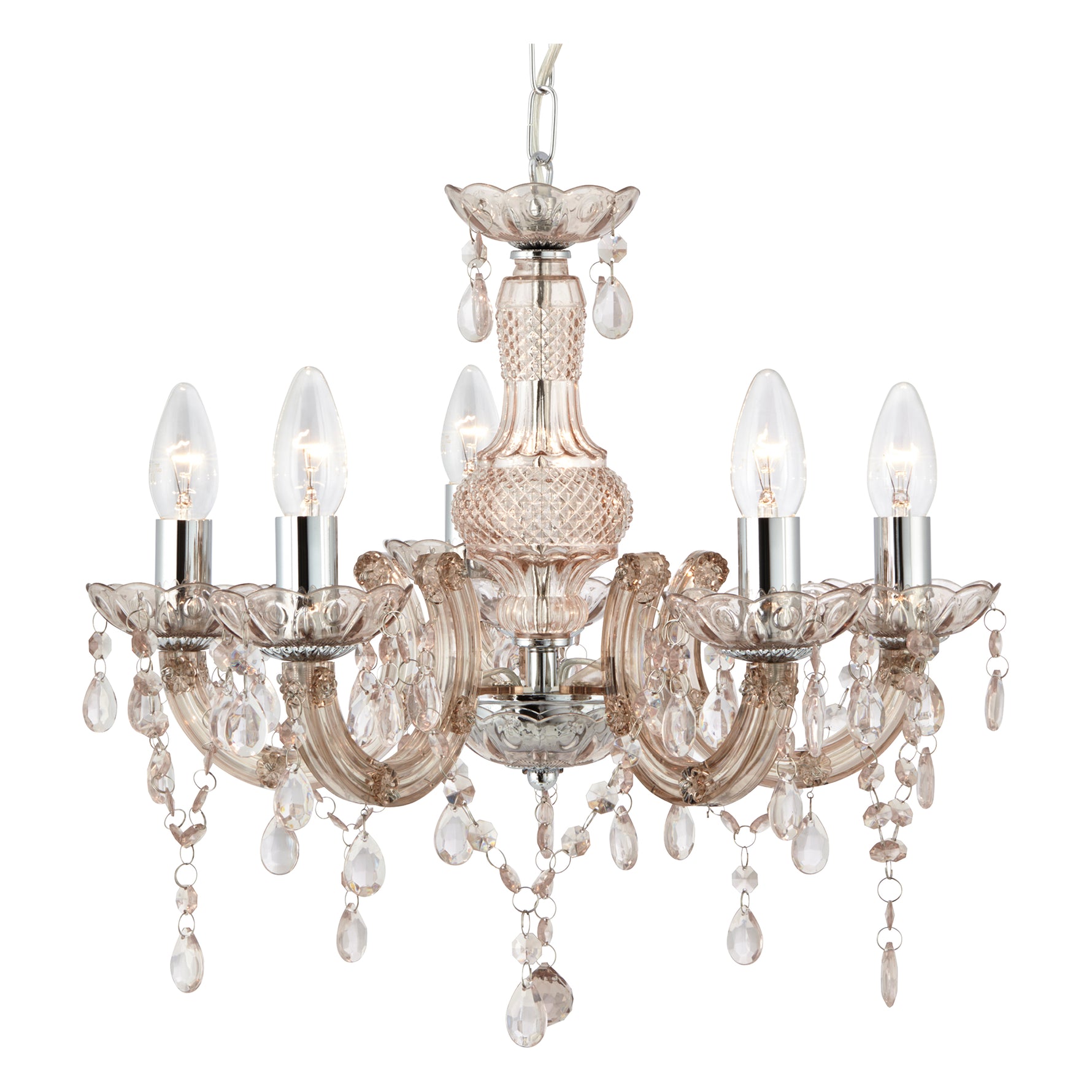 Marie Therese  5Lt Pendant - Mink Glass & Acrylic