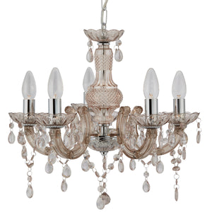 Searchlight Electric Marie Therese  5Lt Pendant - Mink Glass & Acrylic 1455-5MI