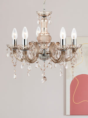 Searchlight Electric Marie Therese  5Lt Pendant - Mink Glass & Acrylic 1455-5MI