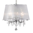 Venetian 5Lt Pendant  -  Chrome, Voile Shade & Crystal Glass
