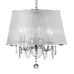 Searchlight Electric Venetian 5Lt Pendant  -  Chrome, Voile Shade & Crystal Glass 1485-5CC