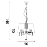 Searchlight Electric Venetian 5Lt Pendant  -  Chrome, Voile Shade & Crystal Glass 1485-5CC