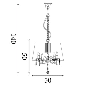 Searchlight Electric Venetian 5Lt Pendant  -  Chrome, Voile Shade & Crystal Glass 1485-5CC