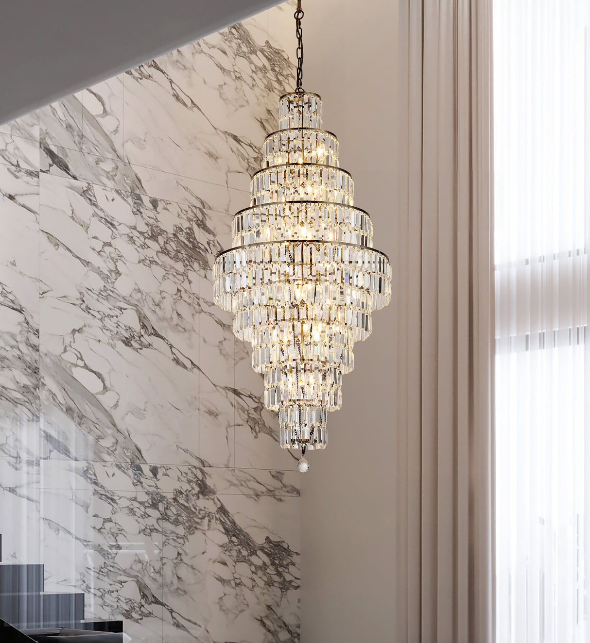 Searchlight Electric Empire 13Lt Chandelier - Antique Brass& Clear Glass 1500-13AB