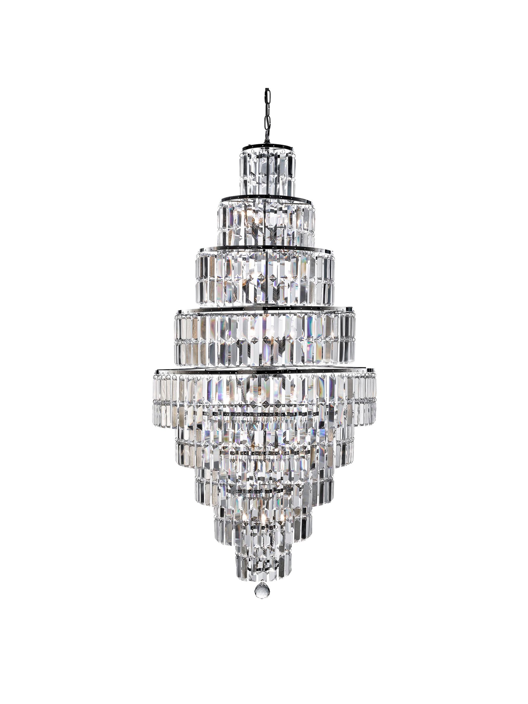Searchlight Electric Empire  13Lt Chandelier  - Chrome Metal & Clear Crystal 1500CC