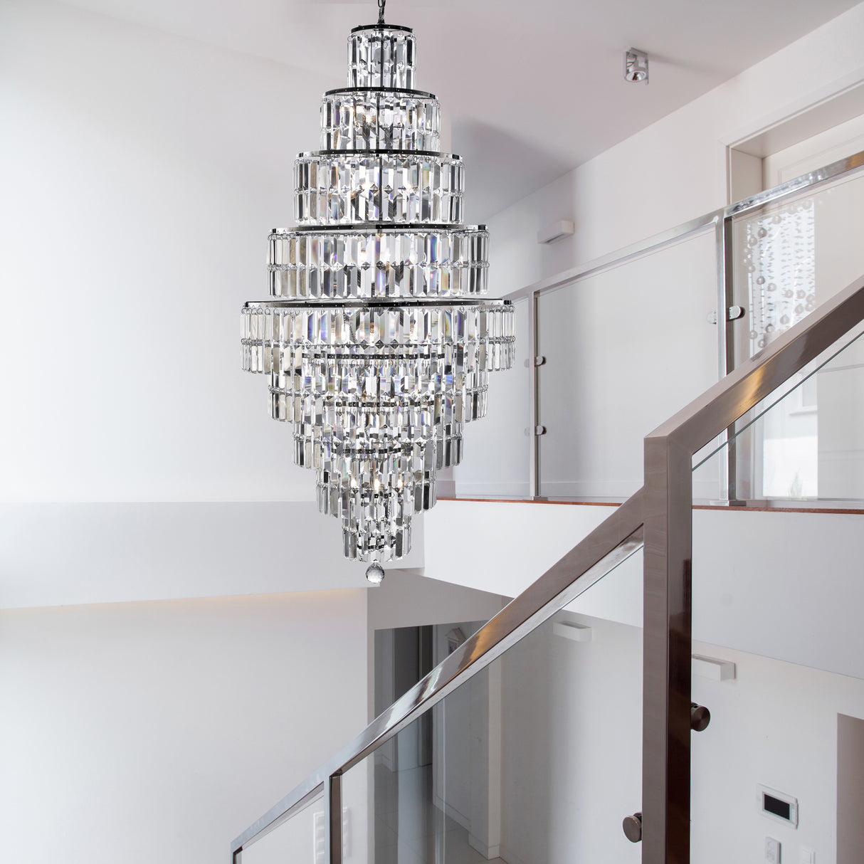 Searchlight Electric Empire  13Lt Chandelier  - Chrome Metal & Clear Crystal 1500CC