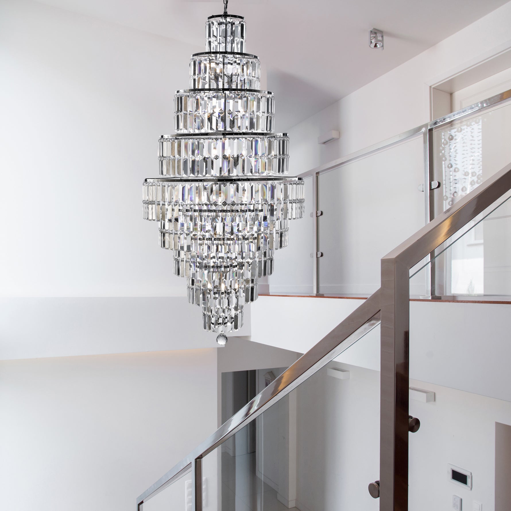 Searchlight Electric Empire  13Lt Chandelier  - Chrome Metal & Clear Crystal 1500CC