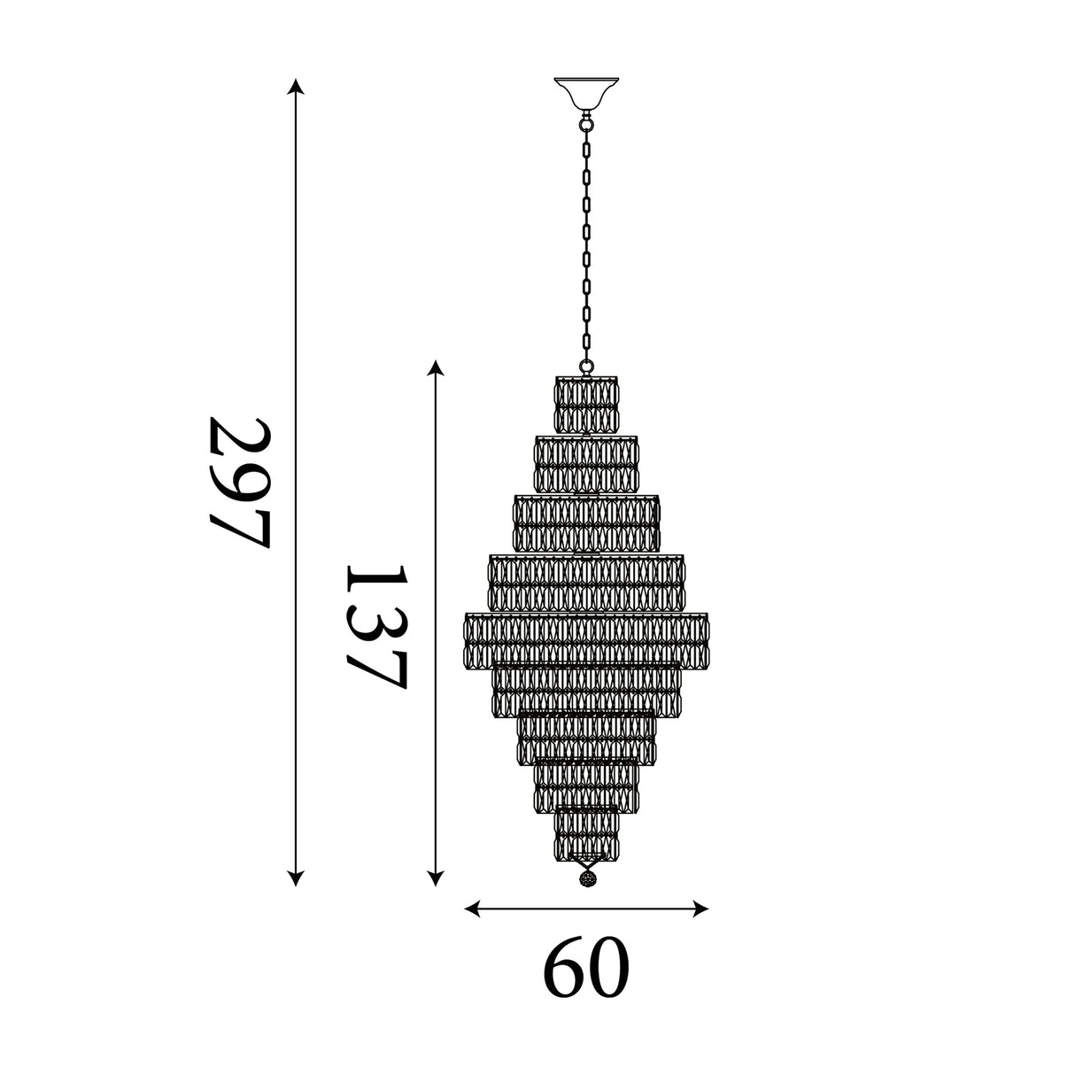 Searchlight Electric Empire  13Lt Chandelier  - Chrome Metal & Clear Crystal 1500CC