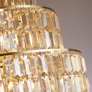 Searchlight Electric Empire 13Lt Chandelier - Satin Brass Metal & Champagne Glass 1500SB