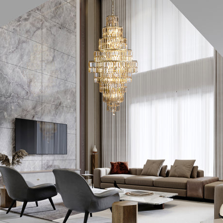 Searchlight Electric Empire 13Lt Chandelier - Satin Brass Metal & Champagne Glass 1500SB