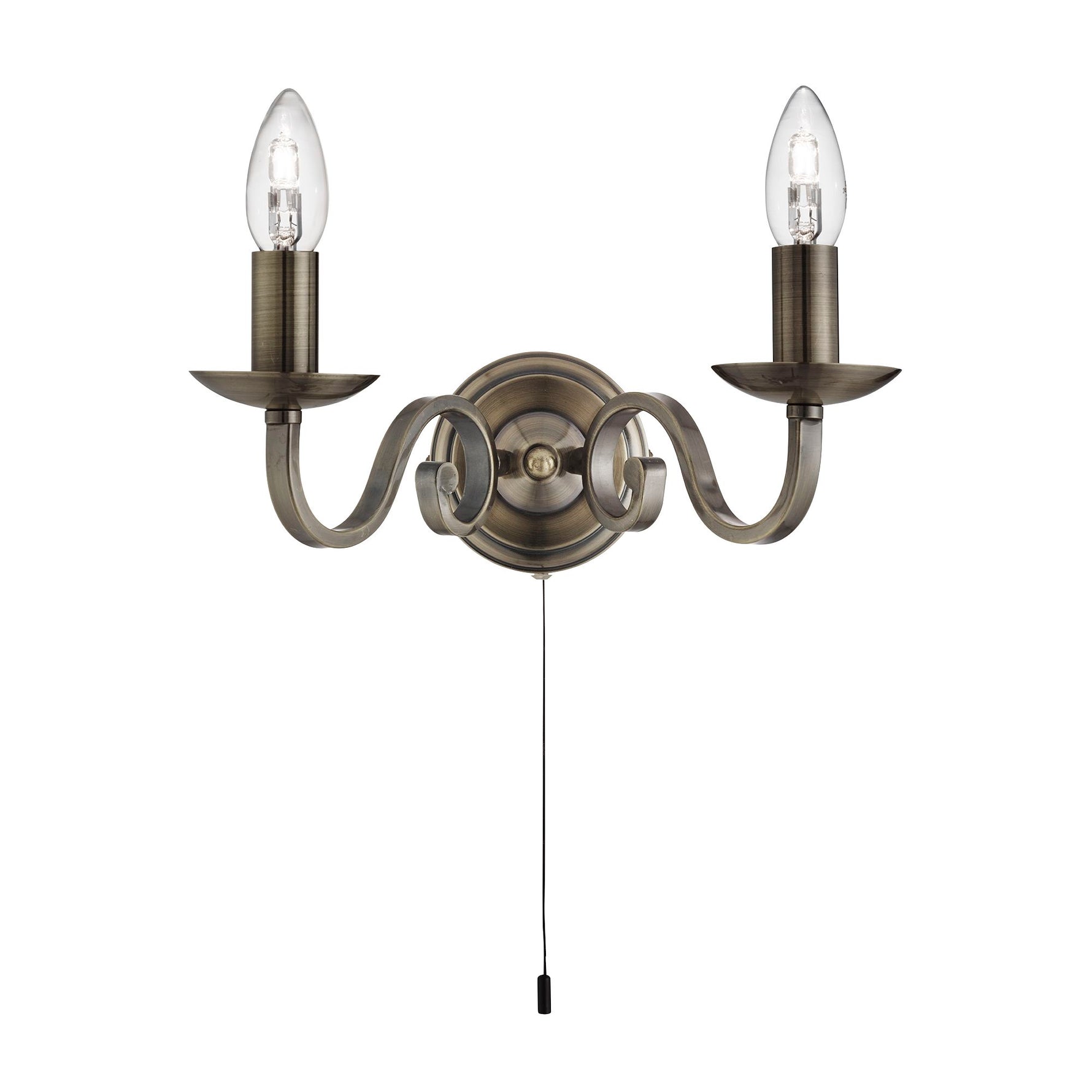 Richmond 2Lt Wall Light - Antique Brass Metal