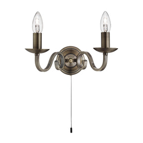Richmond 2Lt Wall Light - Antique Brass Metal