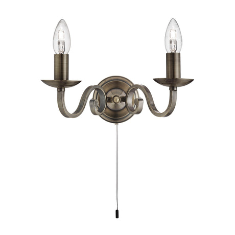 Richmond 2Lt Wall Light - Antique Brass Metal