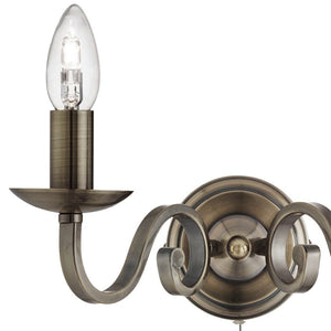 Searchlight Electric Richmond 2Lt Wall Light - Antique Brass Metal 1502-2AB