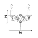 Searchlight Electric Richmond 2Lt Wall Light - Antique Brass Metal 1502-2AB