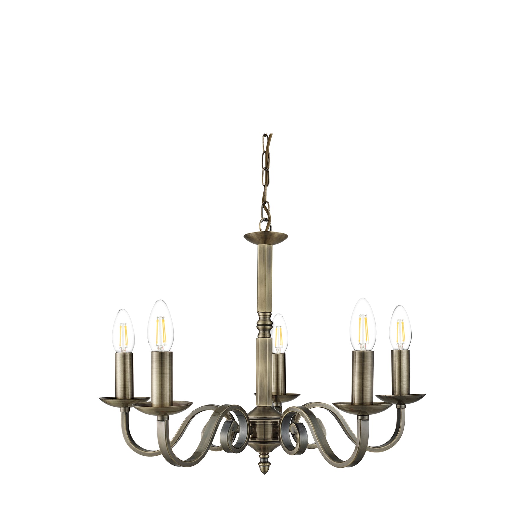 Searchlight Electric Richmond 5Lt Pendant - Antique Brass Metal 1505-5AB