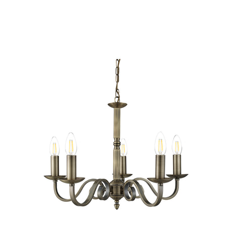 Searchlight Electric Richmond 5Lt Pendant - Antique Brass Metal 1505-5AB