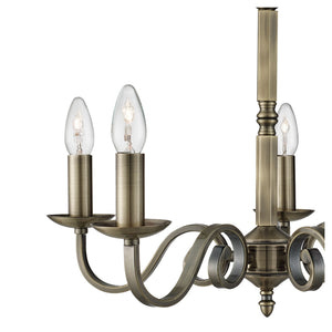 Searchlight Electric Richmond 5Lt Pendant - Antique Brass Metal 1505-5AB