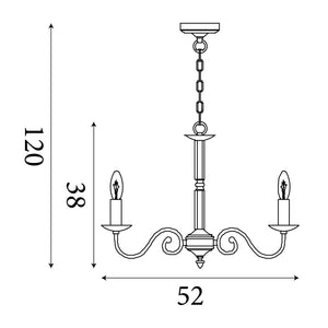 Searchlight Electric Richmond 5Lt Pendant - Antique Brass Metal 1505-5AB