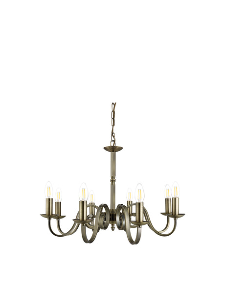 Searchlight Electric Richmond 8Lt Pendant - Antique Brass Metal 1508-8AB