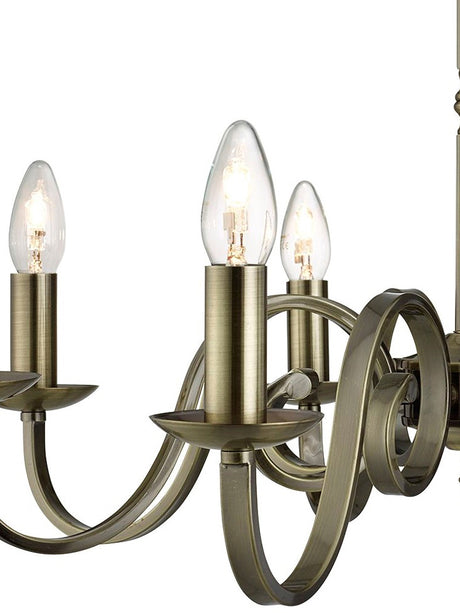 Searchlight Electric Richmond 8Lt Pendant - Antique Brass Metal 1508-8AB