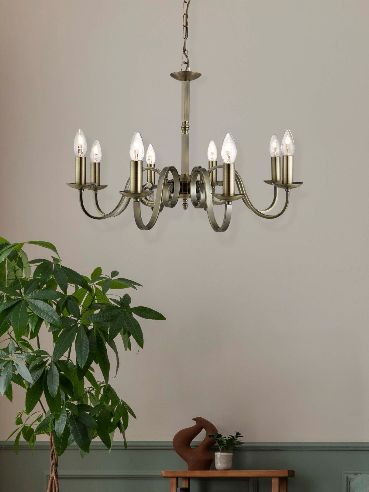 Searchlight Electric Richmond 8Lt Pendant - Antique Brass Metal 1508-8AB