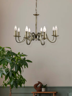 Searchlight Electric Richmond 8Lt Pendant - Antique Brass Metal 1508-8AB