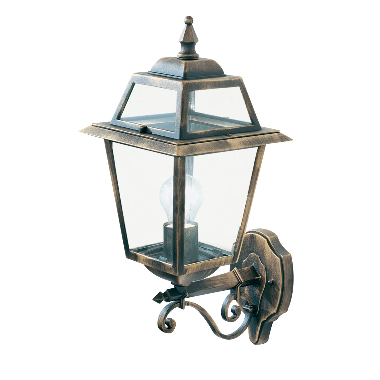 Searchlight Electric New Orleans Outdoor Wall Light- Black Gold, Clear Glass,IP44 1521