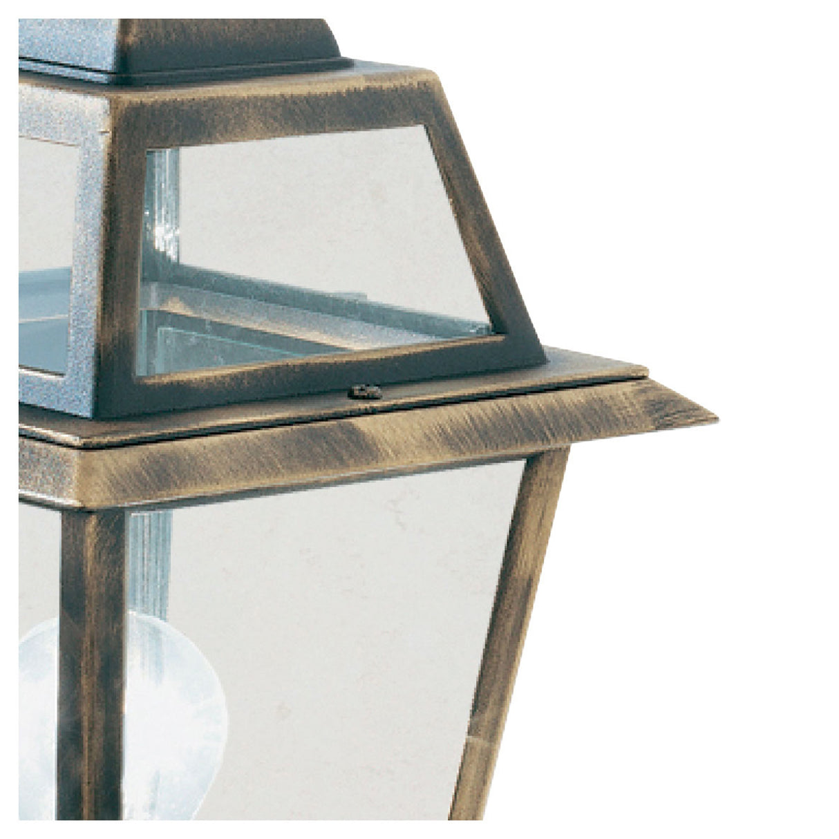 Searchlight Electric New Orleans Outdoor Wall Light- Black Gold, Clear Glass,IP44 1521