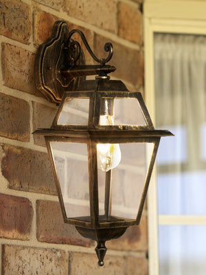 Searchlight Electric New Orleans Outdoor Downlight - Black Gold, Clear Glass,IP44 1522