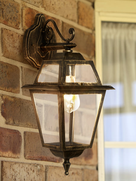 Searchlight Electric New Orleans Outdoor Downlight - Black Gold, Clear Glass,IP44 1522
