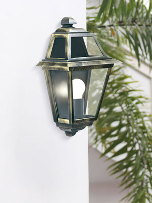 Searchlight Electric New Orleans Outdoor Wall Light  -  Black Gold, Glass, IP44 1523