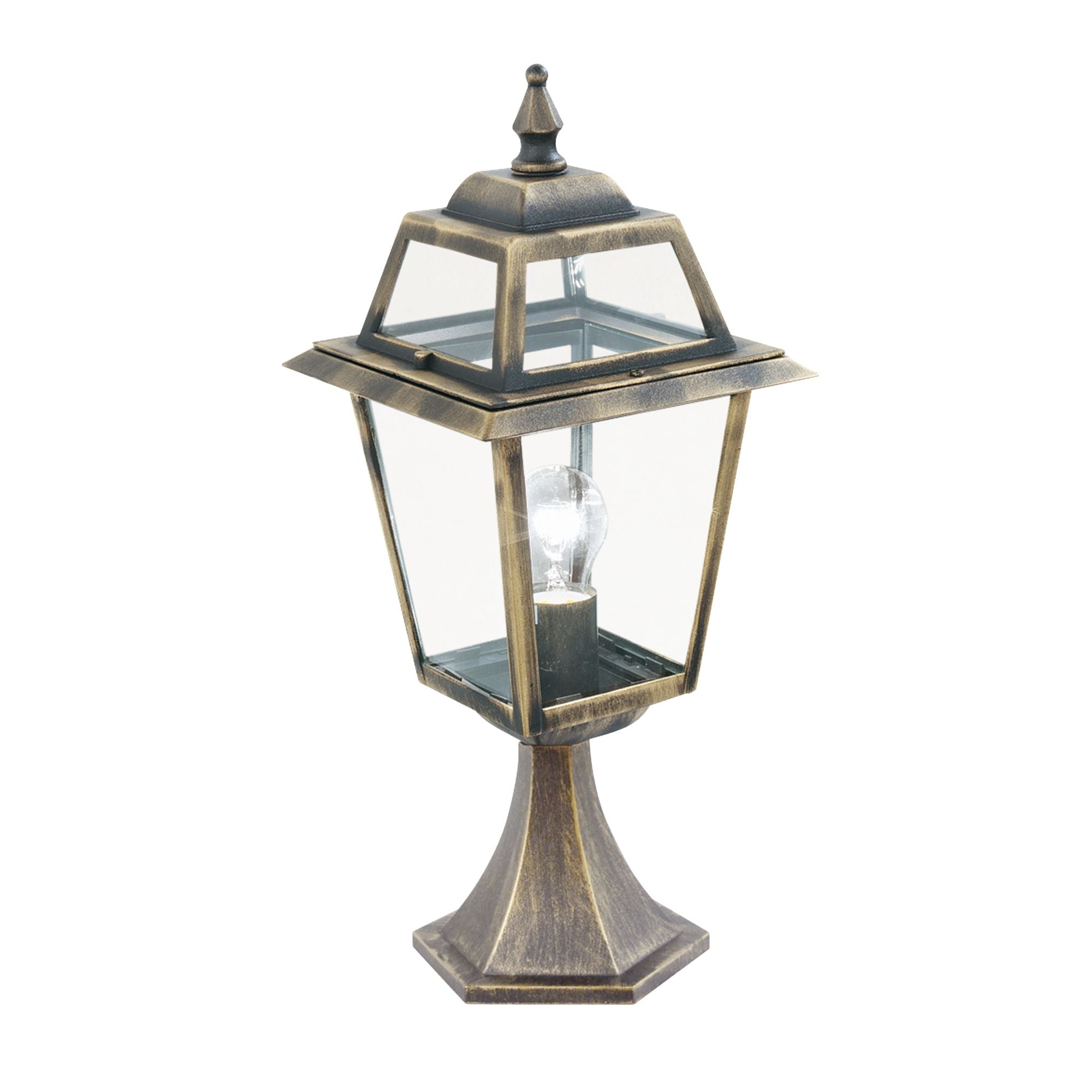 New Orleans Outdoor Post- Aluminium, Black Gold & Glass,IP44