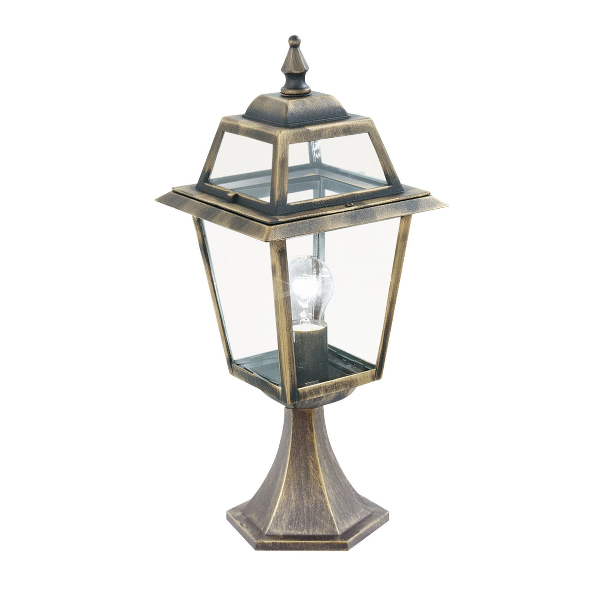 New Orleans Outdoor Post- Aluminium, Black Gold & Glass,IP44
