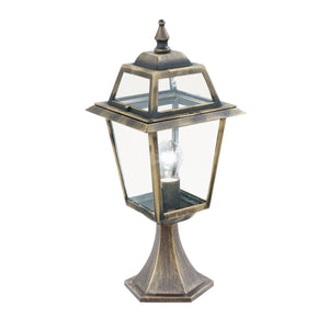 New Orleans Outdoor Post- Aluminium, Black Gold & Glass,IP44