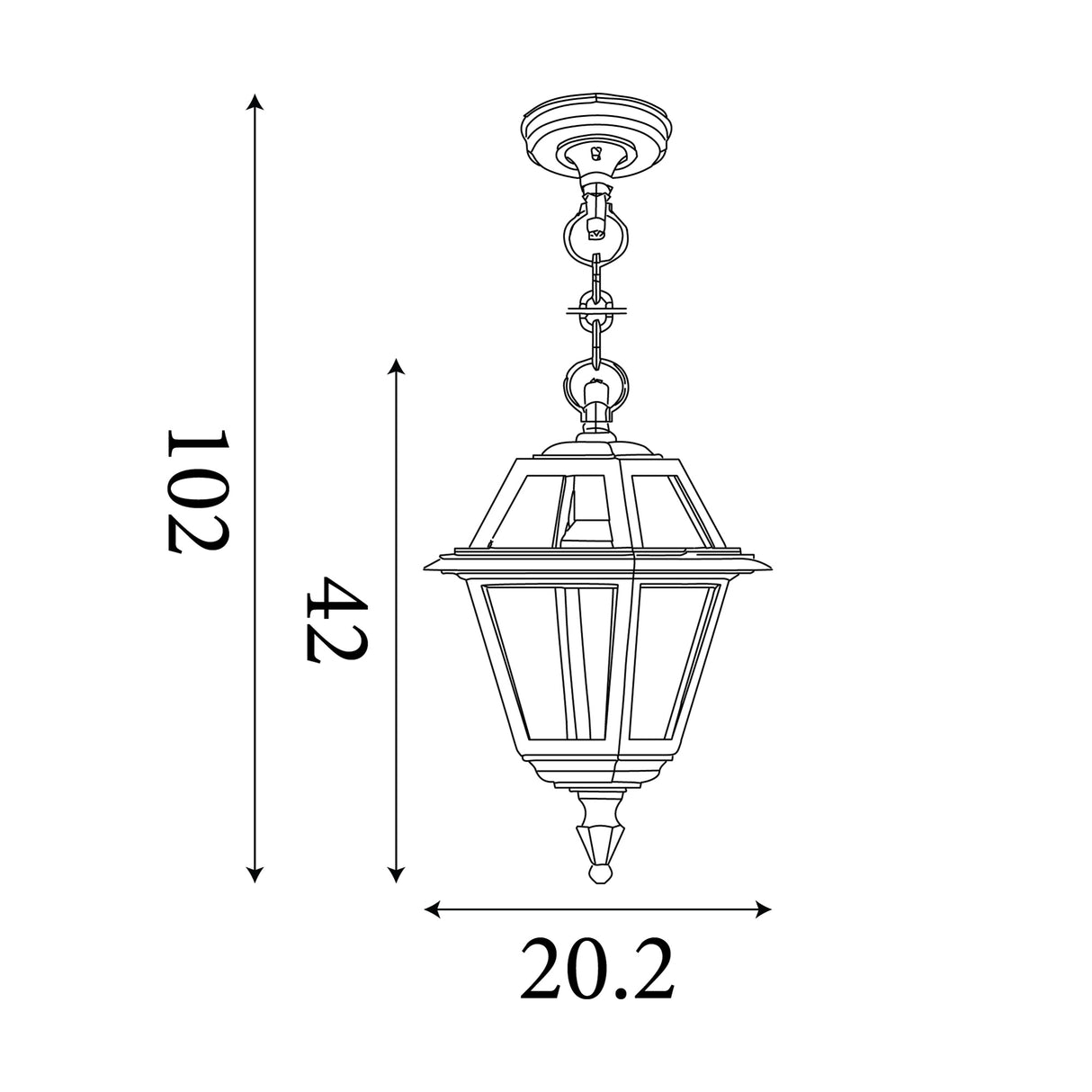 Searchlight Electric New Orleans Pendant Lantern,  Black Gold & Glass,IP44 1526